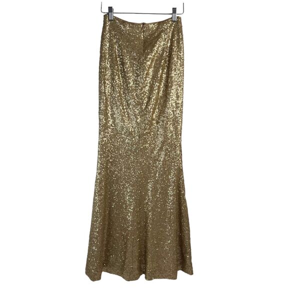 Dress The Population Size Small Cara Two Piece Gown Gold Sequin Holiday Party - Picture 12 of 16